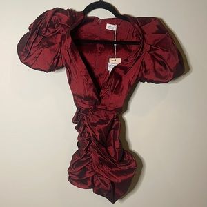 US 0 red satin dress OH POLLY